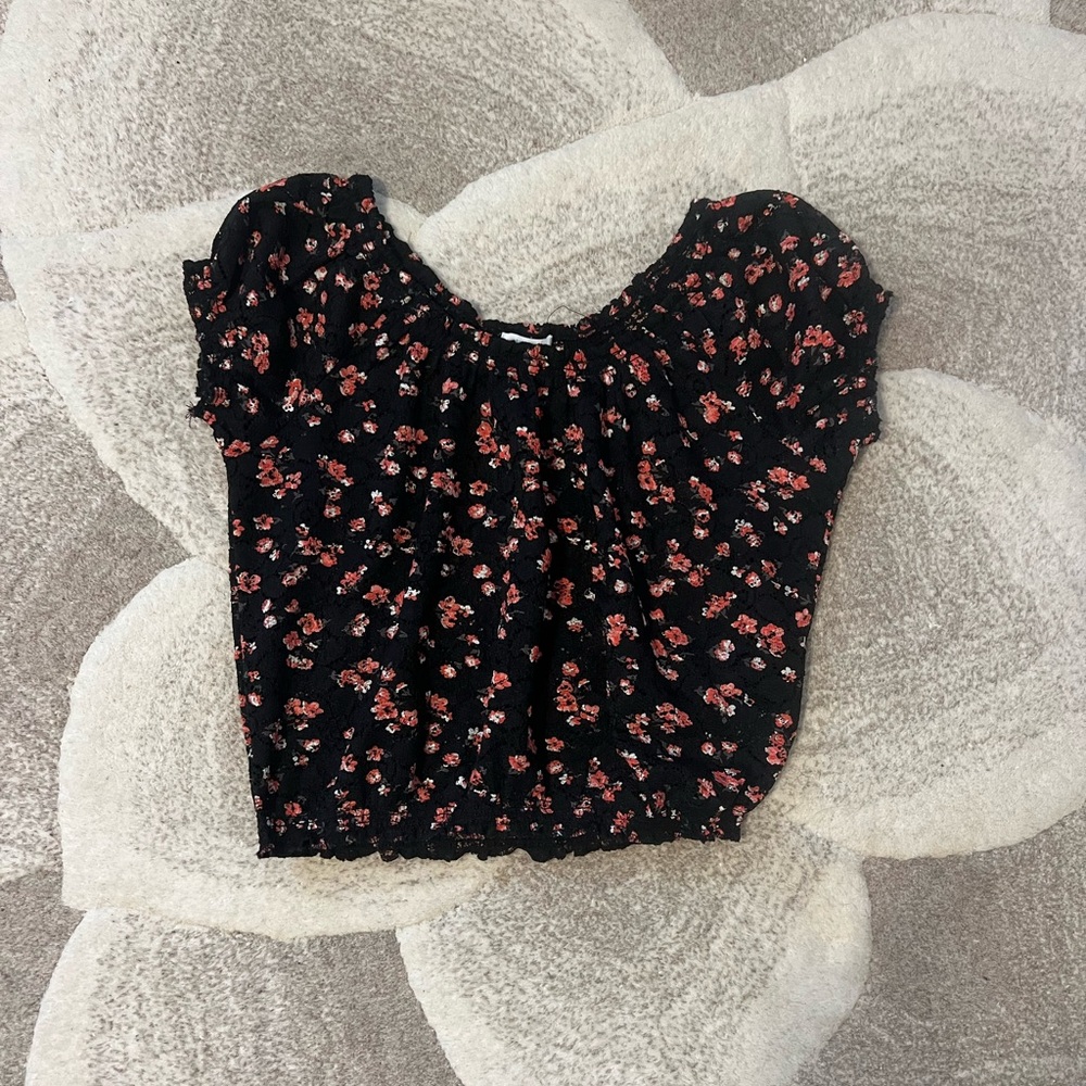 Aeropostale Black Floral Blouse